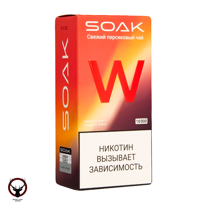 Электронная сигарета SOAK W Свежий персиковый чай 10000 затяжек