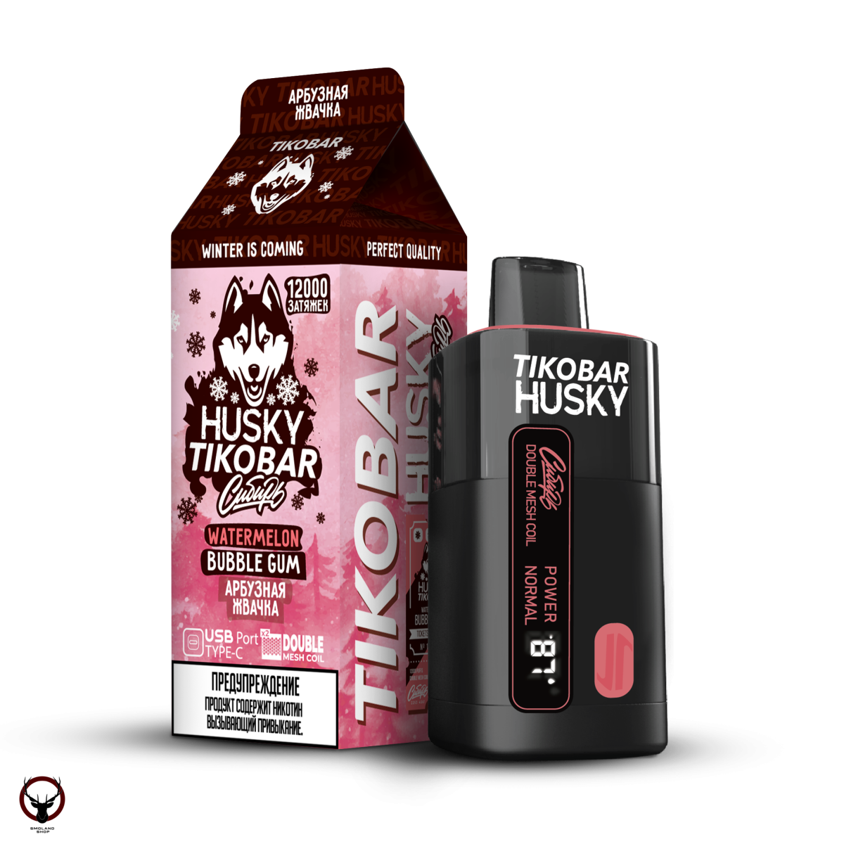 Электронная сигарета TIKOBAR HUSKY Сибирь Арбузная жвачка 12000 затяжек