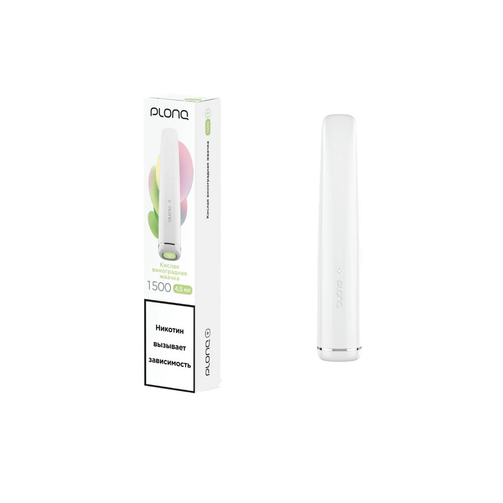 PLONQ PLUS Кислая виноградная жвачка (1500 затяжек) 20 мг МРК